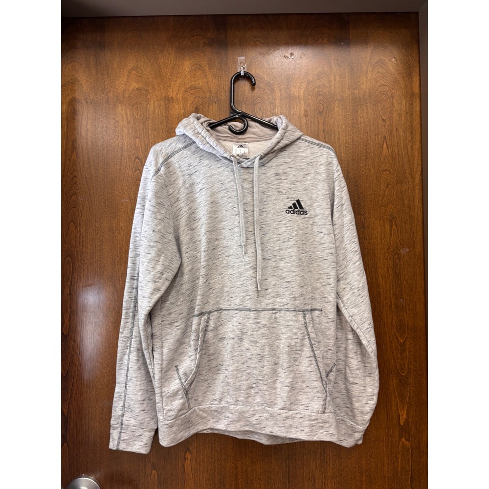 Adidas Mens Space Dye Pullover Hoodie Grey Heather Badge of Sport Size Medium